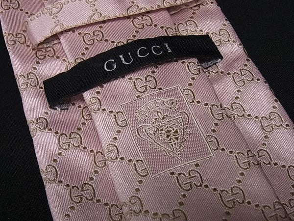 GUCCI グッチ ネクタイ GG柄 ピンク系 シルク100％ メンズ 美品