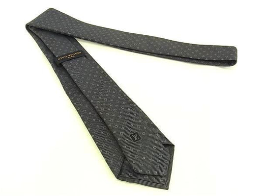 LOUIS VUITTON ルイヴィトン ネクタイ モノグラム クラシック 8CM M70952 ネイビー系 シルク100％ メンズ 超美品