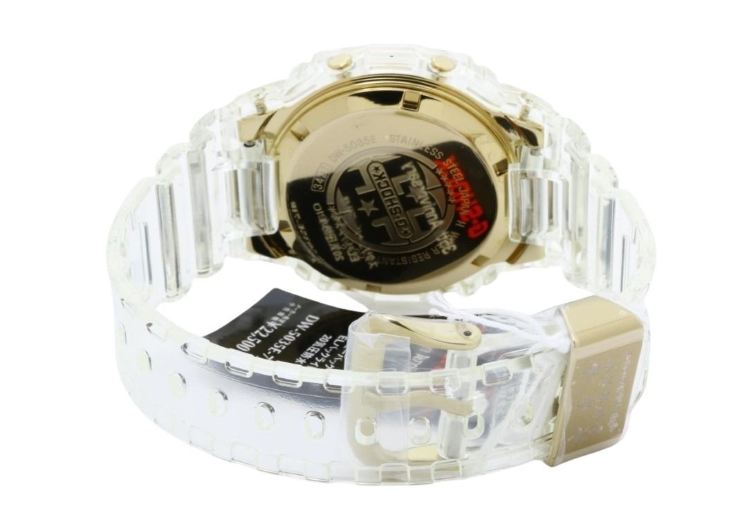 CASIO カシオ 時計 G-SHOCK 35周年記念モデル DW-5035E-7JR グレイシアゴールド クリア系 樹脂 メンズ デジタル 新品未使用展示品
