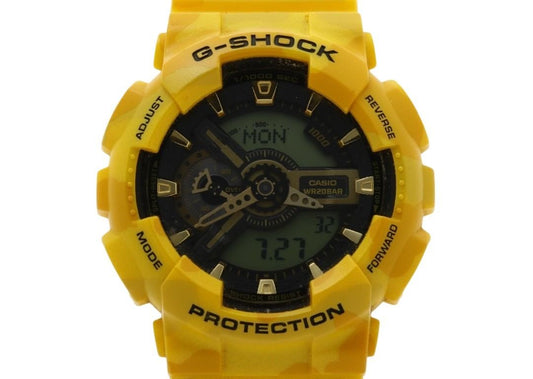 CASIO カシオ 時計 G-SHOCK ミリタリー カモフラージュ GA-110CM-9AJF ブラック イエロー系 樹脂 メンズ アナデジ 美品