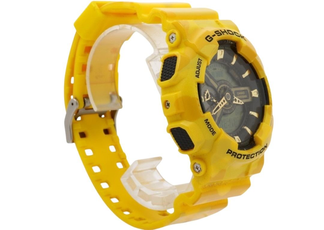 CASIO カシオ 時計 G-SHOCK ミリタリー カモフラージュ GA-110CM-9AJF ブラック イエロー系 樹脂 メンズ アナデジ 美品