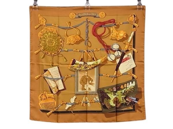 HERMES エルメス スカーフ Memoire d’Hermes エルメスの思い出 カレ90 ブラウン系 マルチカラー シルク100% レディース 大判 超美品