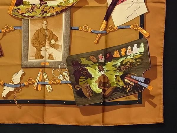 HERMES エルメス スカーフ Memoire d’Hermes エルメスの思い出 カレ90 ブラウン系 マルチカラー シルク100% レディース 大判 超美品