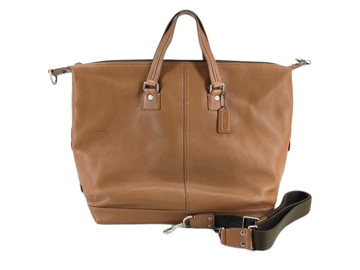 COACH コーチ トートバッグ キャムデン ダッフル F77211 ブラウン系 ペブルドレザー メンズ 2WAY ショルダーバッグ 美品
