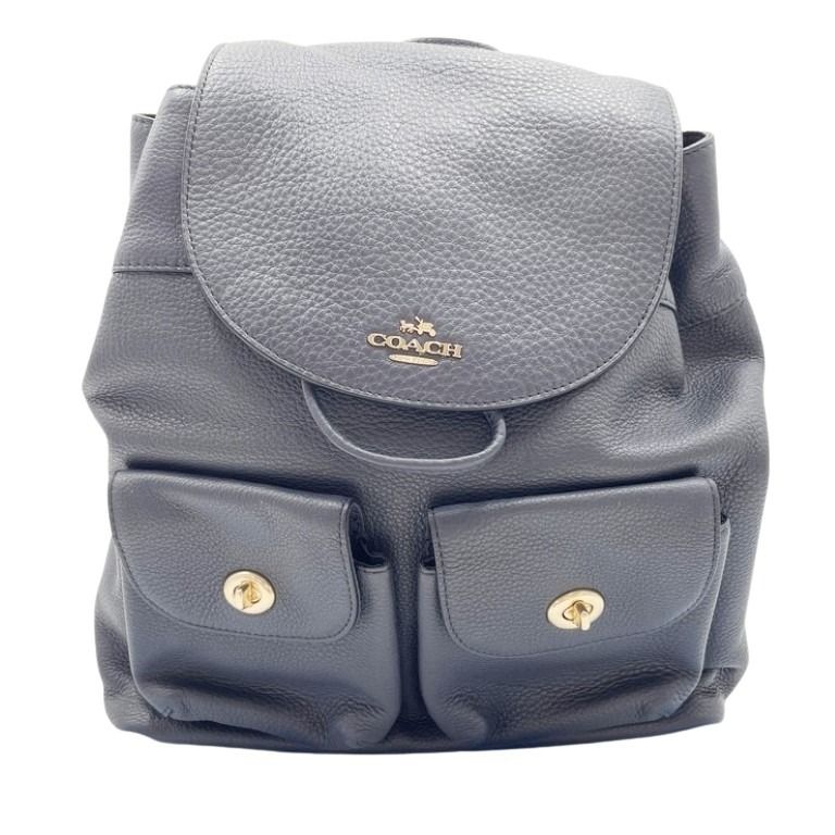 COACH コーチ リュックサック BILLIE ビリー F37410 ネイビー系 レザー ユニセックス バックパック ゴールド金具 美品
