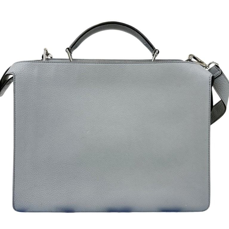 FENDI フェンディ ハンドバッグ ピーカブーアイシーユーミディアム 7VA529 ブルーグレー系 レザー レディース 2WAY ターンロック シルバー金具 美品