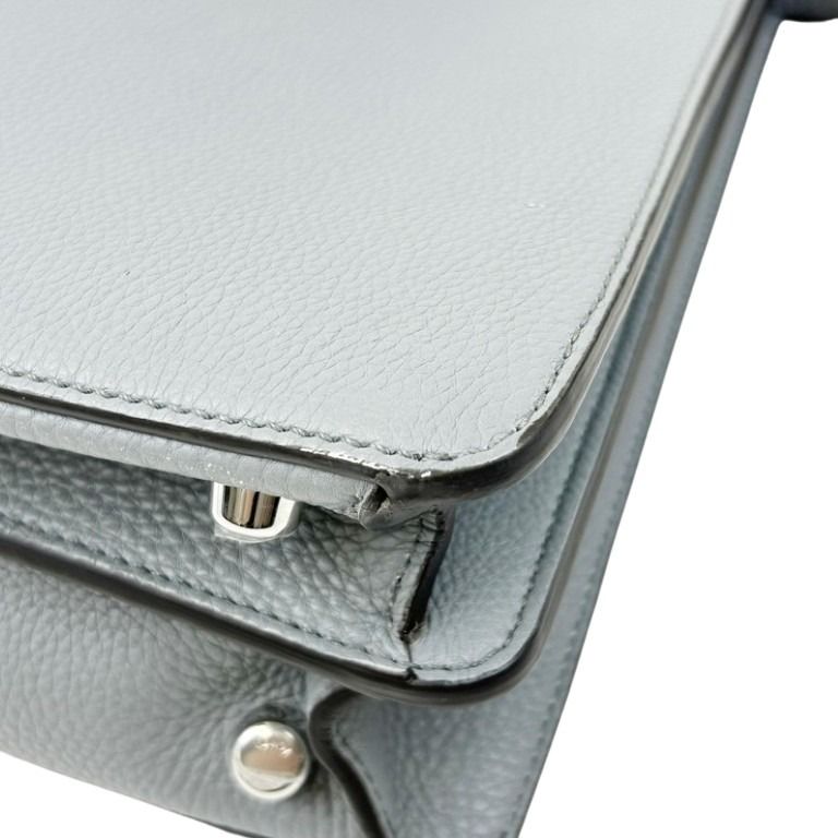 FENDI フェンディ ハンドバッグ ピーカブーアイシーユーミディアム 7VA529 ブルーグレー系 レザー レディース 2WAY ターンロック シルバー金具 美品