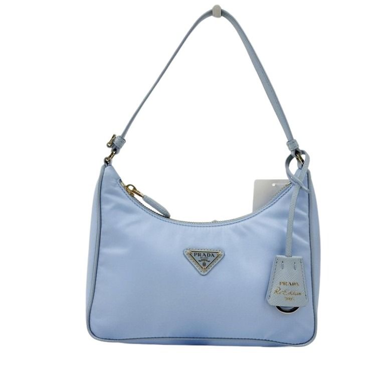PRADA プラダ ハンドバッグ Re-Edition 2005 Re-Nylon 1N204M ブルー系 ナイロン レディース トライアングルロゴ 白タグ ゴールド金具 美品