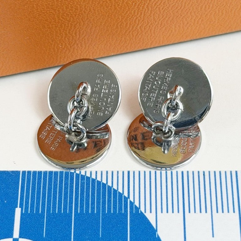 HERMES エルメス カフス セリエ シルバー系 メタル メンズ カフリンクス チェーン 美品