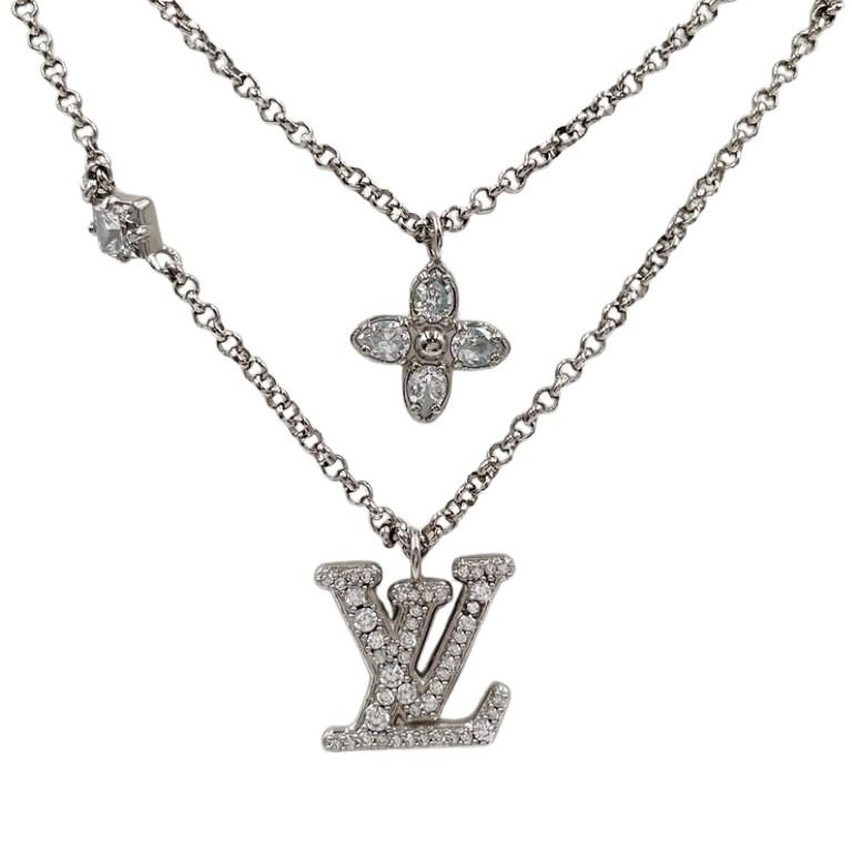 LOUIS VUITTON ルイヴィトン ネックレス レディLV M02515 シルバー系 メタル レディース 美品