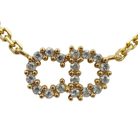 Christian Dior クリスチャン ディオール ネックレス Clair D Lune ネックレス N3522WOMZI ゴールド系 メタル ラインストーン レディース CDロゴ 美品
