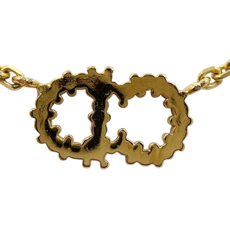 Christian Dior クリスチャン ディオール ネックレス Clair D Lune ネックレス N3522WOMZI ゴールド系 メタル ラインストーン レディース CDロゴ 美品