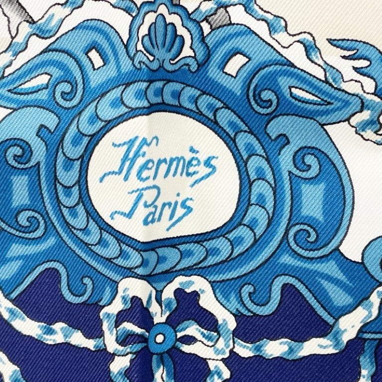 HERMES エルメス スカーフ カレ90 マルチカラー系 シルク100％ レディース Real Escuela Andaluza del Arte Ecuestre 王立アンダルシア馬術学校 大判 美品