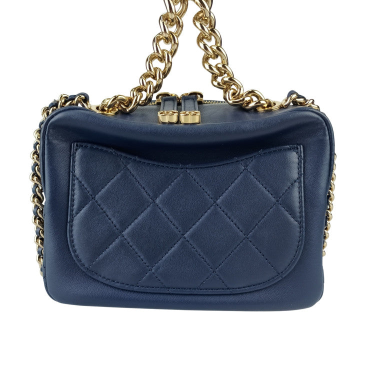 CHANEL シャネル ショルダーバッグ スモール ヴァニティー ケース AS1513 ネイビー ラムスキン レディース チェーン マトラッセ ココマーク スタッズ 美品
