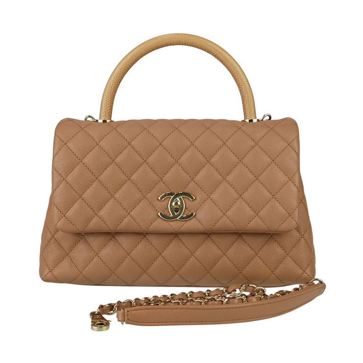 CHANEL シャネル ハンドバッグ トップハンドル フラップ バッグ A92991 ベージュ系 キャビアスキン レディース ココハンドル 29 マトラッセ 2WAY 美品