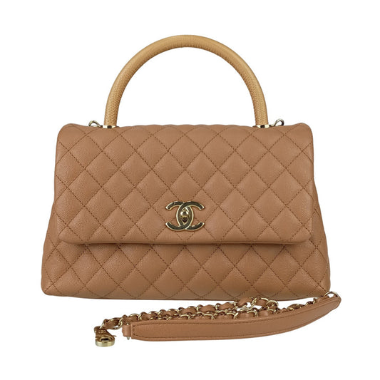 CHANEL シャネル ハンドバッグ トップハンドル フラップ バッグ A92991 ベージュ系 キャビアスキン レディース ココハンドル 29 マトラッセ 2WAY 美品