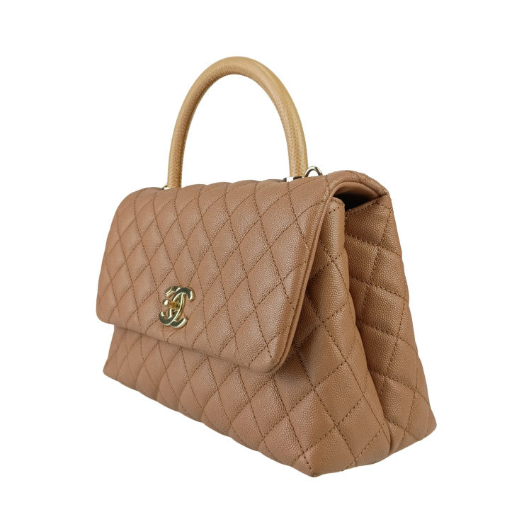 CHANEL シャネル ハンドバッグ トップハンドル フラップ バッグ A92991 ベージュ系 キャビアスキン レディース ココハンドル 29 マトラッセ 2WAY 美品