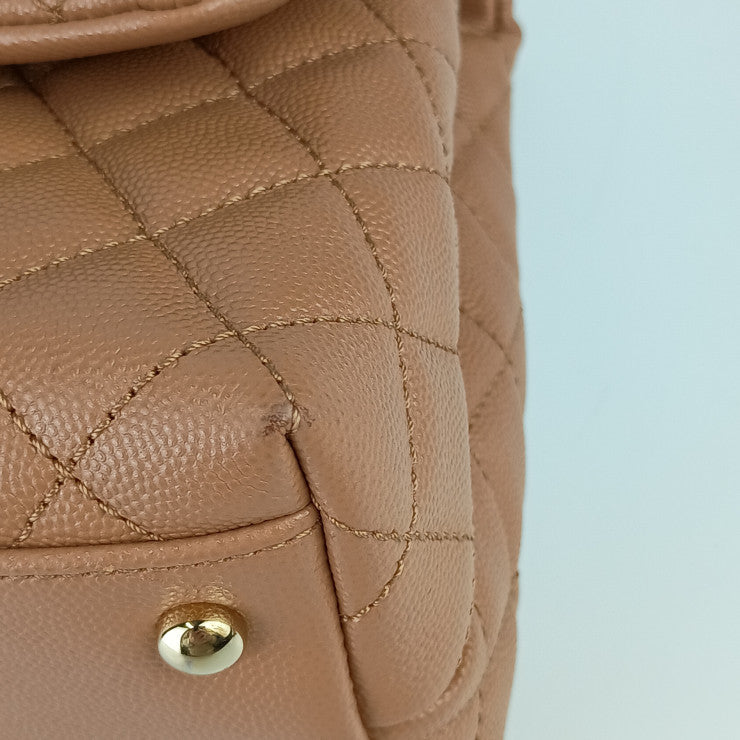 CHANEL シャネル ハンドバッグ トップハンドル フラップ バッグ A92991 ベージュ系 キャビアスキン レディース ココハンドル 29 マトラッセ 2WAY 美品