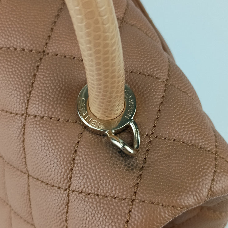 CHANEL シャネル ハンドバッグ トップハンドル フラップ バッグ A92991 ベージュ系 キャビアスキン レディース ココハンドル 29 マトラッセ 2WAY 美品