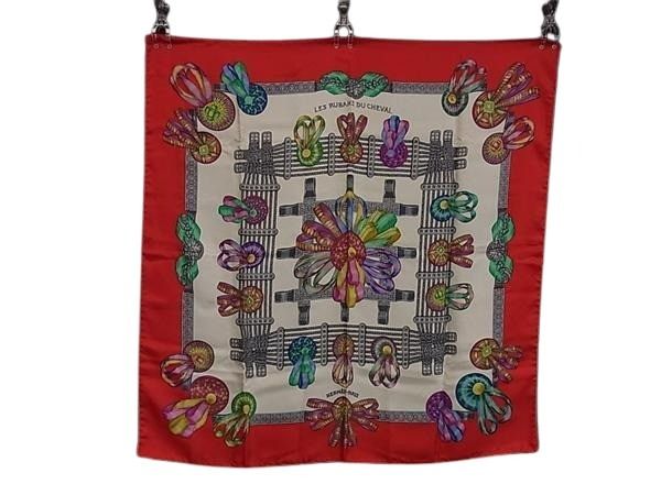 HERMES エルメス スカーフ カレ90 マルチカラー シルク100% レディース LES RUBANS DU CHEVAL 馬のリボン