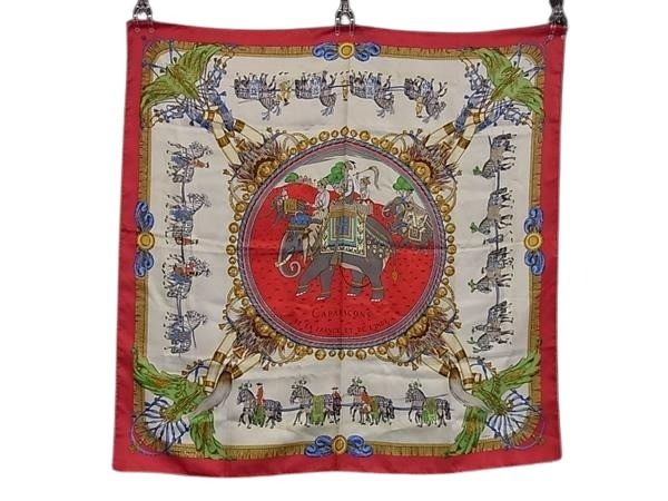 HERMES エルメス スカーフ カレ90 マルチカラー シルク100% レディース CAPARACONS DE LA FRANCE ET DE L’INDE 馬飾り 美品