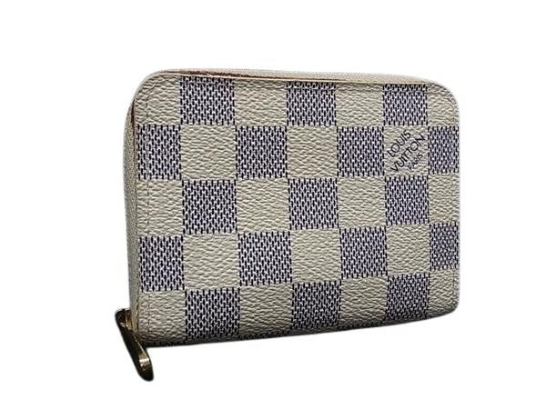 LOUIS VUITTON ルイヴィトン コインケース ジッピーコインパース N63069 ホワイト系 ダミエアズール ユニセックス ゴールド金具 美品
