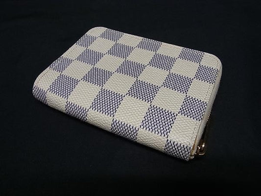LOUIS VUITTON ルイヴィトン コインケース ジッピーコインパース N63069 ホワイト系 ダミエアズール ユニセックス ゴールド金具 美品