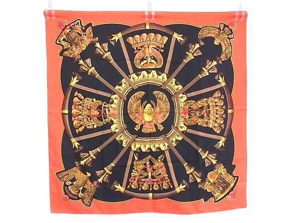 HERMES エルメス スカーフ カレ90 マルチカラー シルク100％ レディース Caty 古代エジプト スカラベ柄