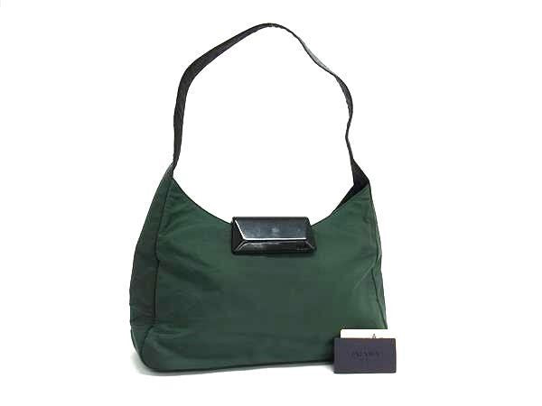 PRADA プラダ ショルダーバッグ B8422 グリーン ブラック テスートナイロン レディース