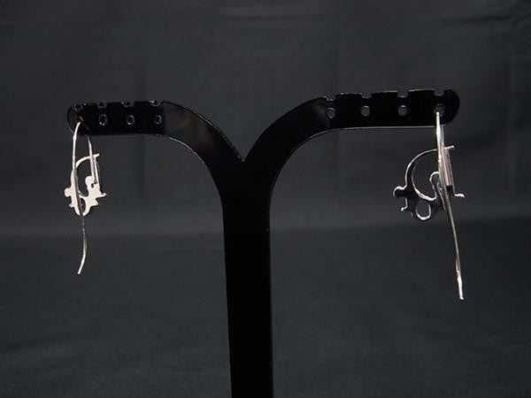 ChristianDior クリスチャンディオール ピアス シルバー メタル レディース ロゴ フック式 美品