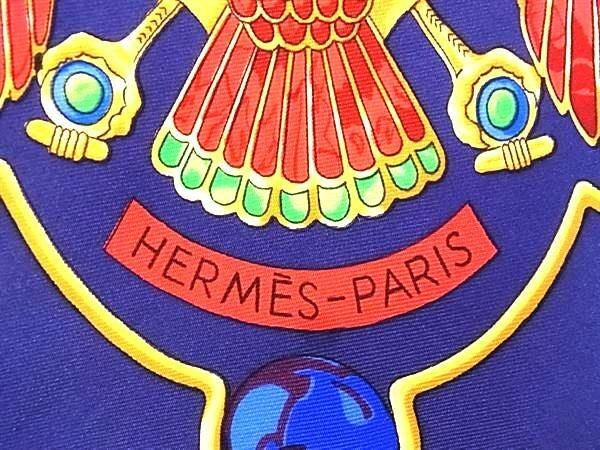 HERMES エルメス スカーフ カレ90 マルチカラー シルク100％ レディース Caty古代エジプト スカラベ柄 美品
