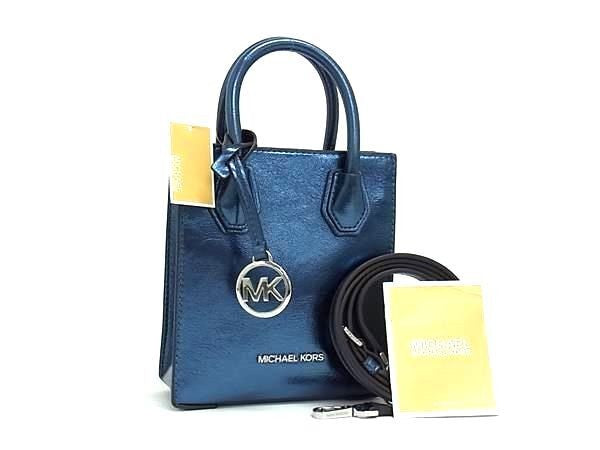 MICHAEL KORS マイケルコース ハンドバッグ MERCER マーサー XS NS SHOPPER XBODY 35H3SM9COM ブルー系 レザー レディース 2WAY クロスボディ ショルダー 新品未使用展示品
