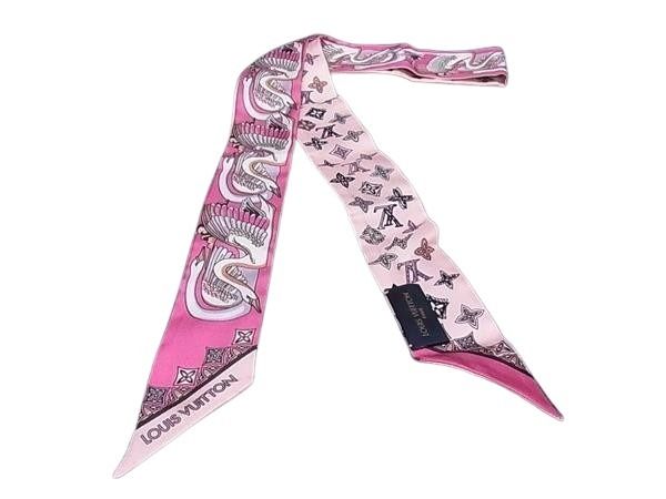 LOUIS VUITTON ルイヴィトン リボンスカーフ バンドー BB イノセンス スワン M71494 マルチカラー系 シルク100% レディース 超美品