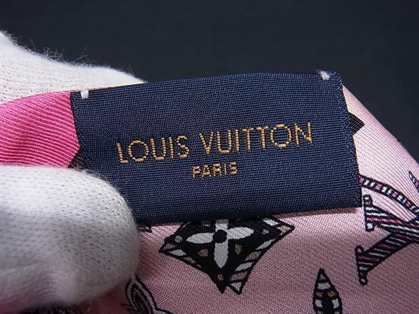 LOUIS VUITTON ルイヴィトン リボンスカーフ バンドー BB イノセンス スワン M71494 マルチカラー系 シルク100% レディース 超美品