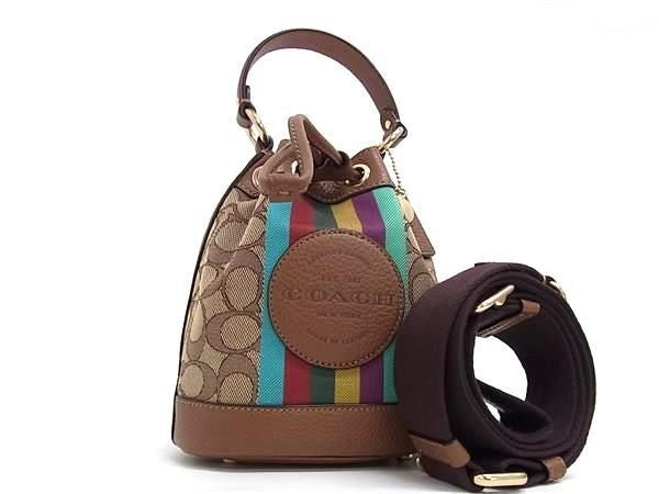 COACH コーチ ハンドバッグ シグネチャー C5639 ブラウン系 マルチカラー キャンバス×レザー レディース 2WAY クロスボディ ショルダー 新品未使用展示品