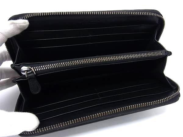 BOTTEGA VENETA ボッテガヴェネタ 長財布 イントレチャート 114076 ブラック系 レザー ユニセックス ラウンドファスナー シルバー金具 美品
