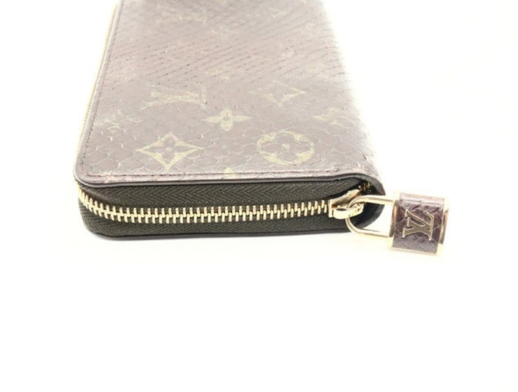 LOUIS VUITTON ルイヴィトン 長財布 ジッピーウォレット N80148 ブラウン系 エキゾチックレザー（パイソン） ユニセックス モノグラム ラウンドファスナー ゴールド金具 美品