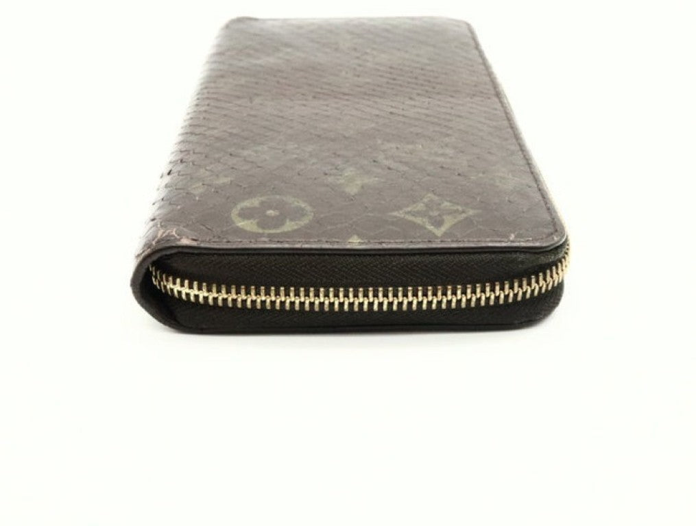 LOUIS VUITTON ルイヴィトン 長財布 ジッピーウォレット N80148 ブラウン系 エキゾチックレザー（パイソン） ユニセックス モノグラム ラウンドファスナー ゴールド金具 美品