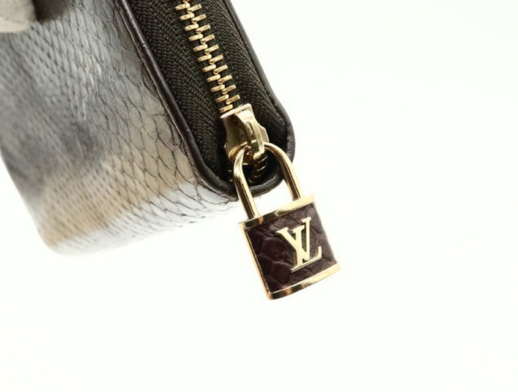 LOUIS VUITTON ルイヴィトン 長財布 ジッピーウォレット N80148 ブラウン系 エキゾチックレザー（パイソン） ユニセックス モノグラム ラウンドファスナー ゴールド金具 美品