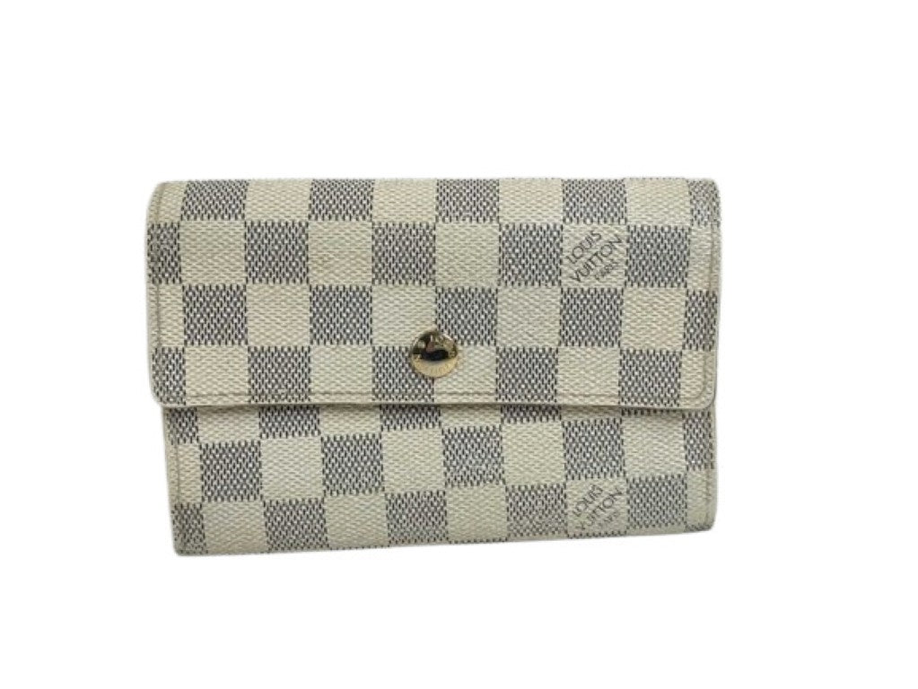 LOUIS VUITTON ルイヴィトン 三つ折り財布 ポルトフォイユ アレクサンドラ N63068 アズール系 ダミエ アズール ユニセックス ゴールド金具