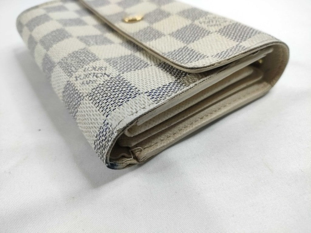 LOUIS VUITTON ルイヴィトン 三つ折り財布 ポルトフォイユ アレクサンドラ N63068 アズール系 ダミエ アズール ユニセックス ゴールド金具