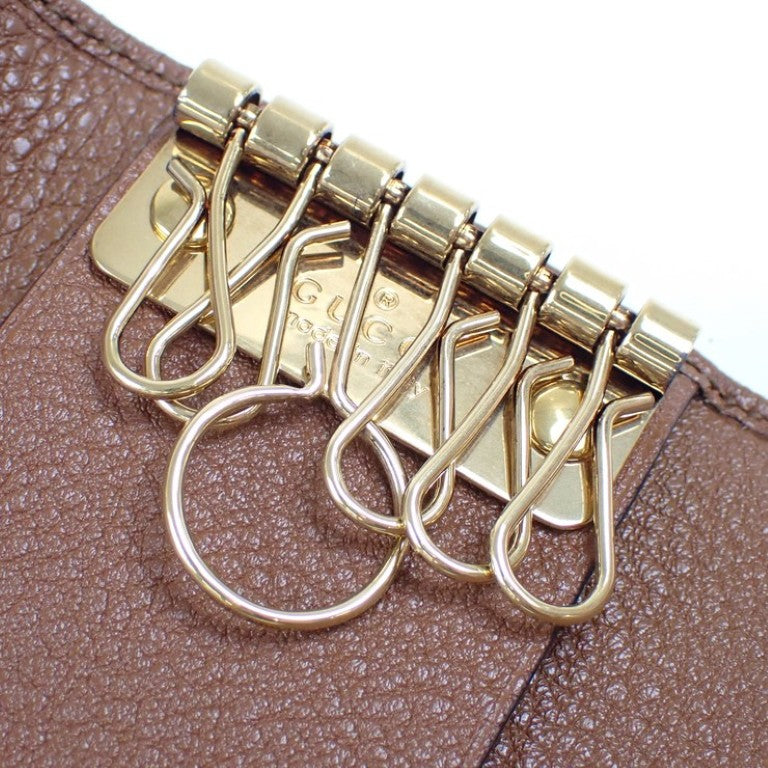 GUCCI グッチ キーケース バンブー GGマーモント ダイアナ 658636 ブラウン系 レザー ユニセックス 6連 ゴールド金具 超美品