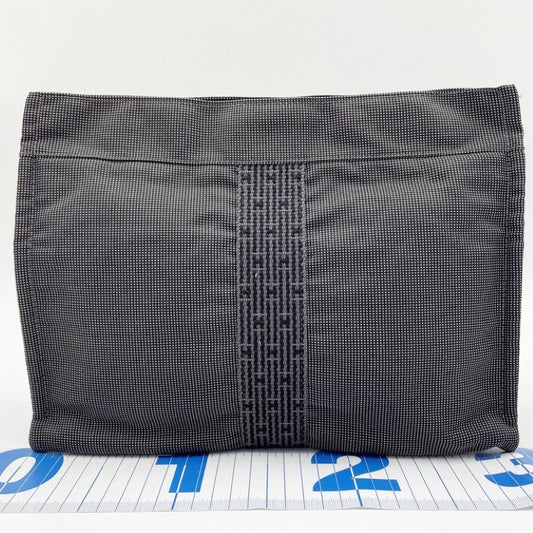 HERMES エルメス セカンドバッグ エールライン グレー系 キャンバス ユニセックス クラッチバッグ 美品