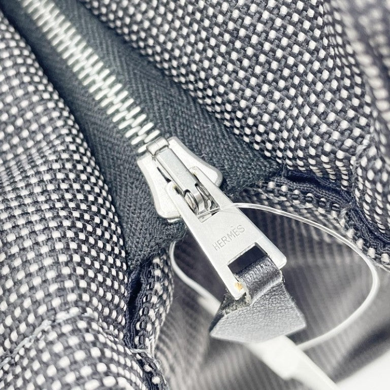 HERMES エルメス セカンドバッグ エールライン グレー系 キャンバス ユニセックス クラッチバッグ 美品