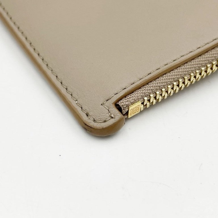 LOEWE ロエベ カードケース フラグメントケース CANBZ40 ベージュ系 カーフ ユニセックス コインケース ゴールド金具 美品