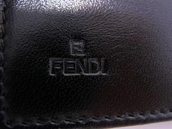 FENDI フェンディ 二つ折り財布 ズッキーノ 8M0029 ブラウン系 ブラック系 キャンバス レザー レディース 美品