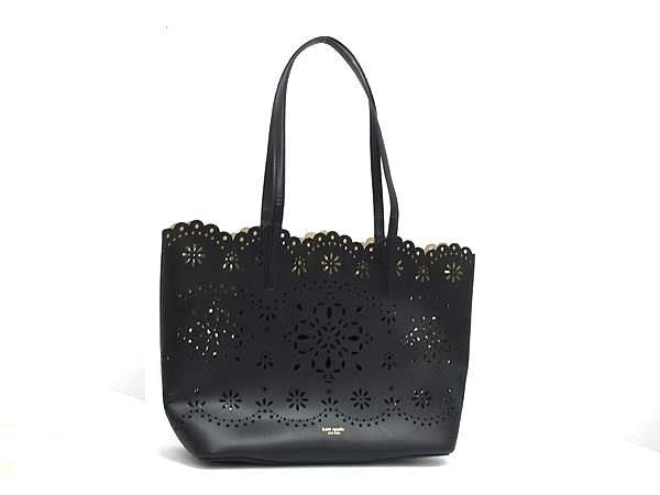 kate spade ケイトスペード トートバッグ ドゥー イット オール スペード フラワー パーフォレーテッド ラージ トート KL672 ブラック系 ファイングレインレザー レディース パンチング スペードフラワー 超美品