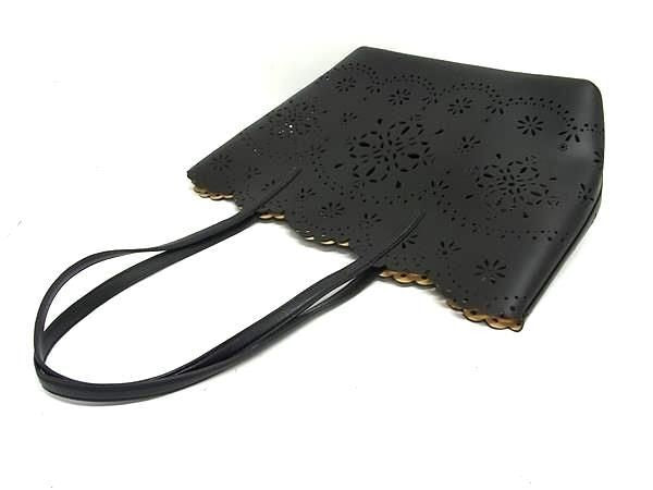 kate spade ケイトスペード トートバッグ ドゥー イット オール スペード フラワー パーフォレーテッド ラージ トート KL672 ブラック系 ファイングレインレザー レディース パンチング スペードフラワー 超美品