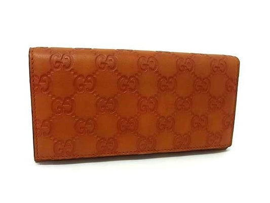 GUCCI グッチ 長財布 グッチシマ 146229 オレンジブラウン系 レザー レディース 二つ折り財布 超美品