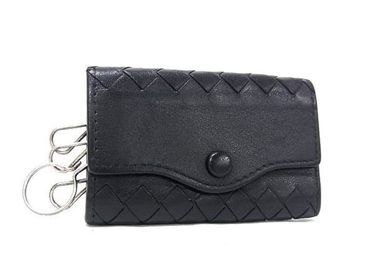 BOTTEGA VENETA ボッテガヴェネタ キーケース イントレチャート 339336 ブラック系 レザー ユニセックス ４連 美品